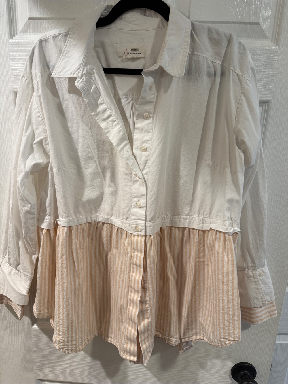 Anthropologie Cream Button-Front Women's Blouse